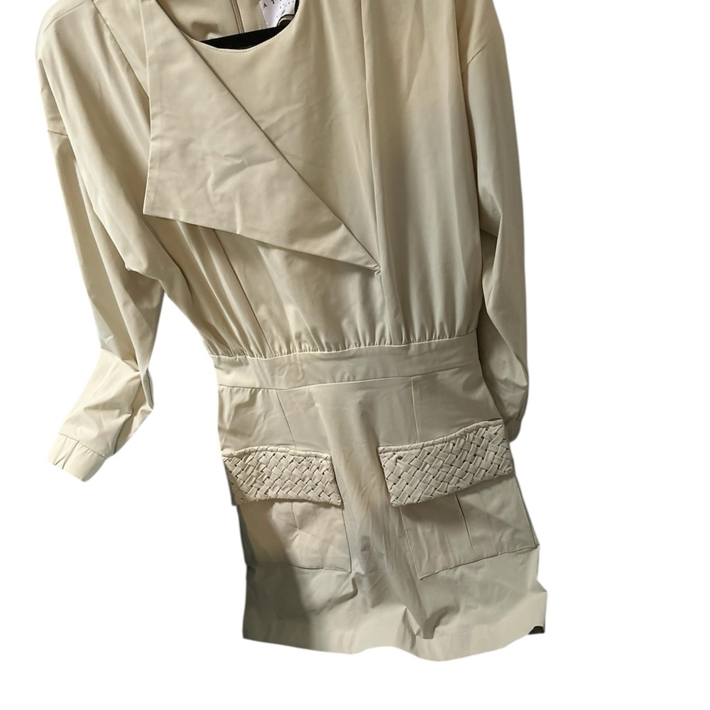 Cream Asymmetrical Ruffled Dress with Dolman Sleeves